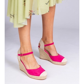 Sandales espadrilles compensées roses 1