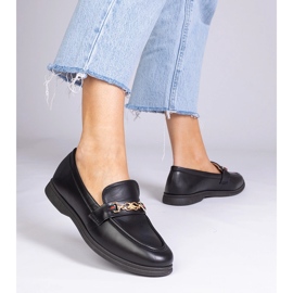 Mocassins noirs avec décoration dorée 1