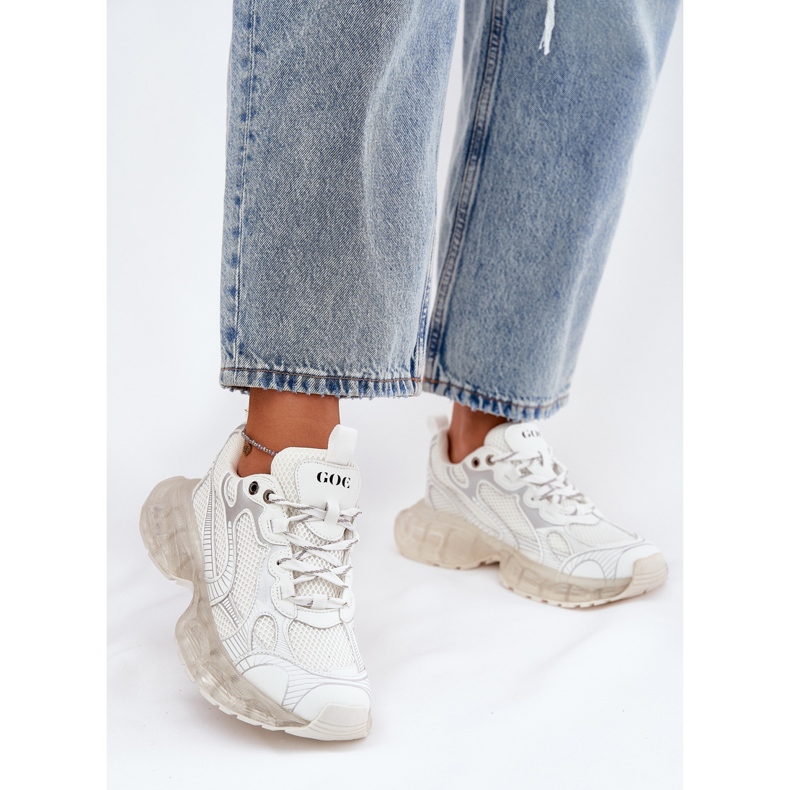 Baskets en cuir féminine Goe rr2n4083 beige 2