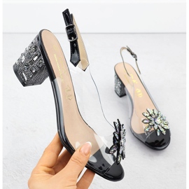 S.Barski Sandales des femmes transparentes sur le pilier avec des zircons Czarne S. Barski MR51-002 le noir 1 S.Barski Sandales des femmes transparentes sur le pilier avec des zircons Czarne S. Barski MR51-002 le noir 1