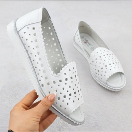 S.Barski Chaussures en cuir pour femmes Open Travail Open White Pearl S. Barski LR51-922 blanc 1