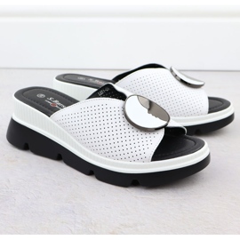S.Barski Les tongs en cuir des femmes Openwork Białe S. Barski LR51-662 blanche 2