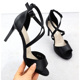 Sandales féminines sur le talon Black Sergio Leone SK432 le noir 1