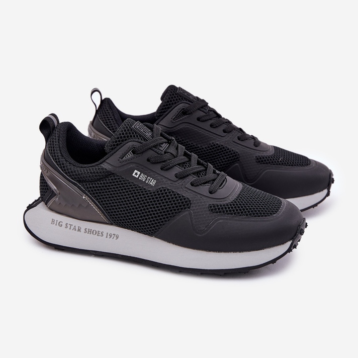 Sneakers masculins sur la plate-forme Big Star RR174361 Plateforme de Polish Black System noir 1