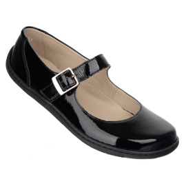 Barefoot Women's Ballerinas Olivier 1286 - Chaussures en cuir avec une boucle pour les stylisations quotidiennes et élégantes noires 1