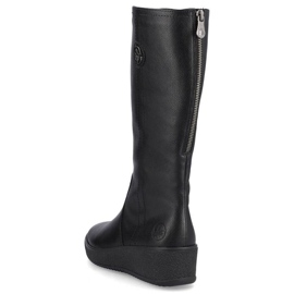 Bottes imperméables en cuir isolées avec de la laine de mouton Rieker W RKR237B le noir 23