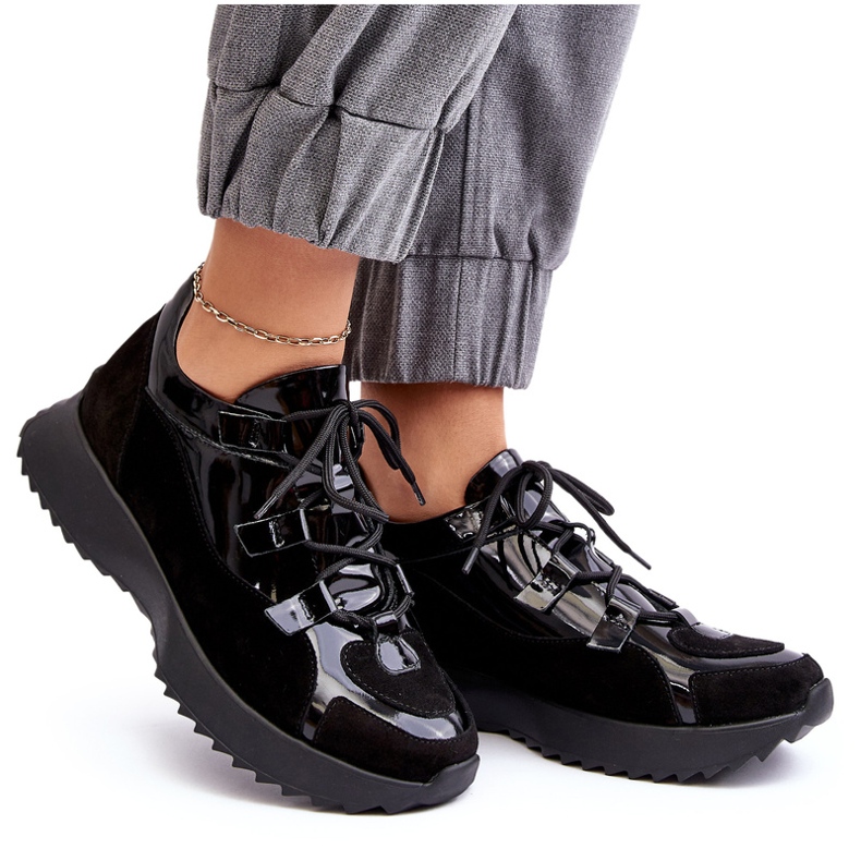 Chaussures de sport pour femmes laquées en cuir M01 / 2 Zazoo Black noir 4