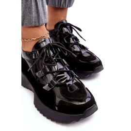 Chaussures de sport pour femmes laquées en cuir M01 / 2 Zazoo Black le noir 3