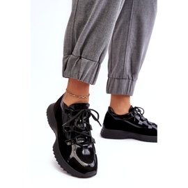 Chaussures de sport pour femmes laquées en cuir M01 / 2 Zazoo Black le noir 2