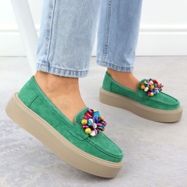 Mocassins en cuir sur la plate-forme avec des perles Green Filippo DP6765 vert 6