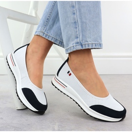 Ballerines en cuir OpenWork sur la plate-forme White Filippo 6134 blanche 4