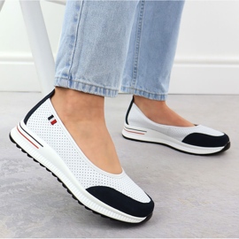 Ballerines en cuir OpenWork sur la plate-forme White Filippo 6134 blanche 5