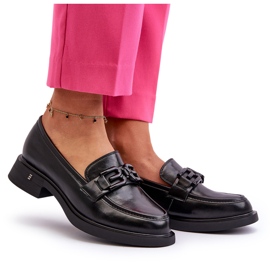 Vinceza Mocassins en cuir féminin avec décoration noire 5
