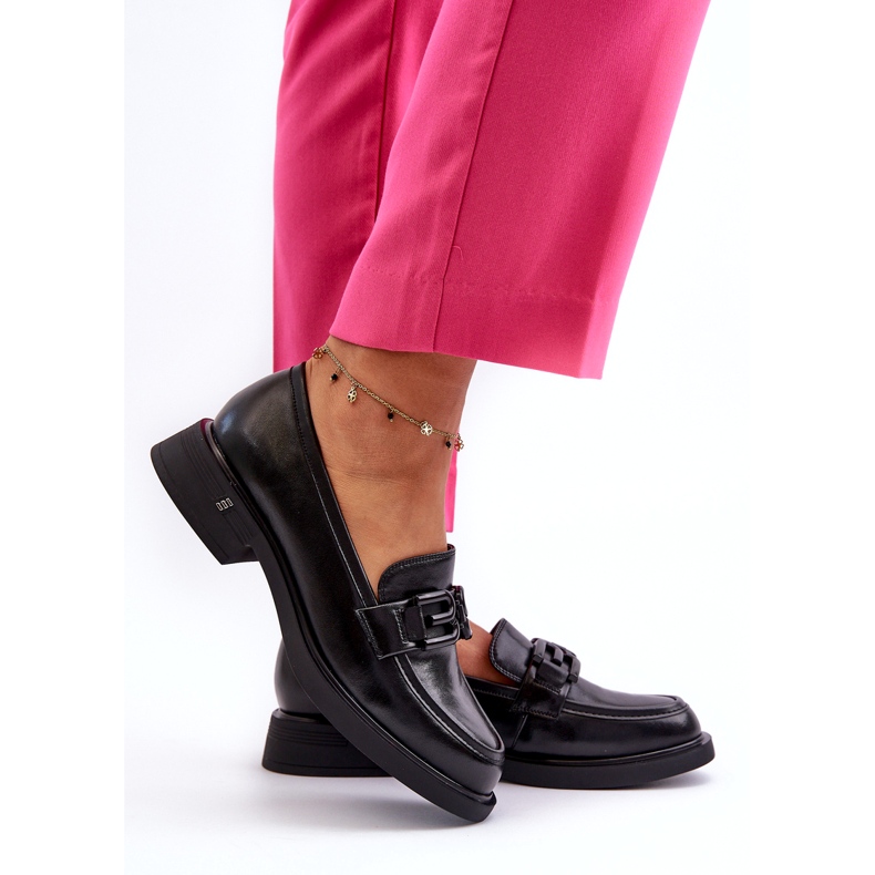 Vinceza Mocassins en cuir féminin avec décoration noire le noir 3