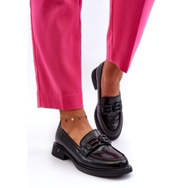 Vinceza Mocassins en cuir féminin avec décoration noire le noir 1