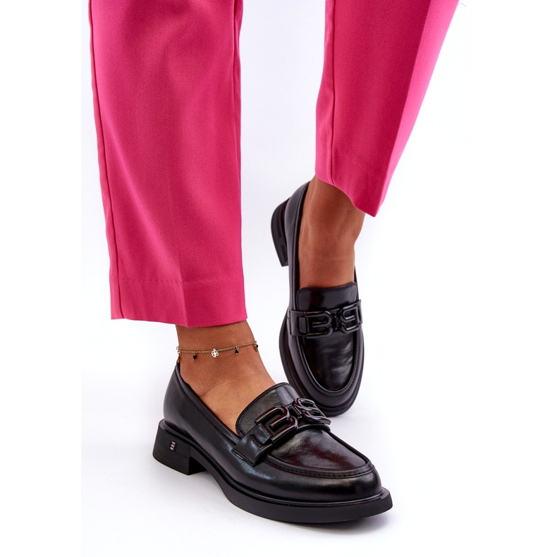 Vinceza Mocassins en cuir féminin avec décoration noire le noir 1