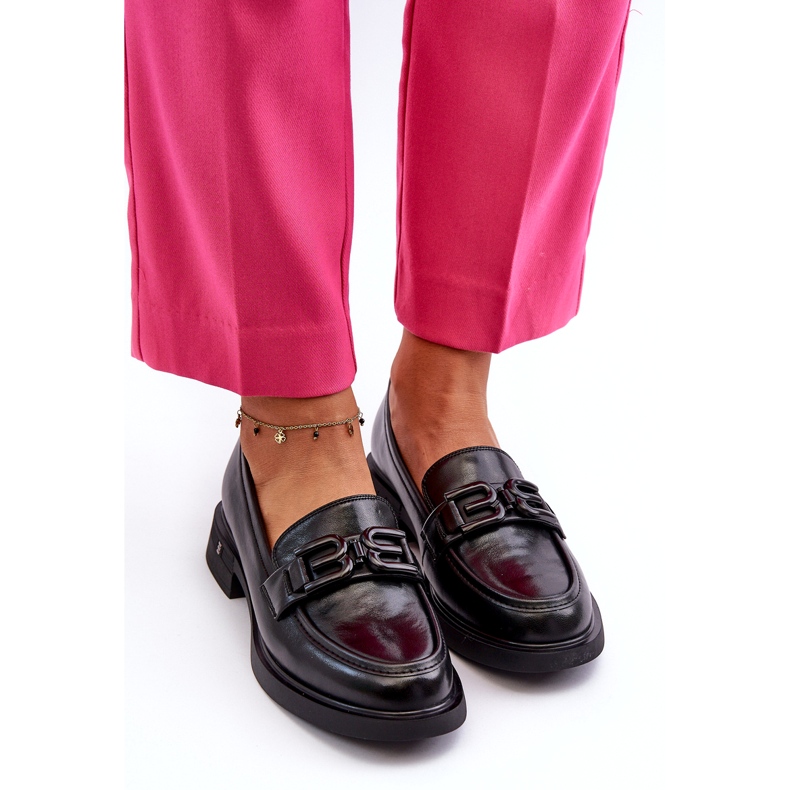 Vinceza Mocassins en cuir féminin avec décoration noire le noir 2