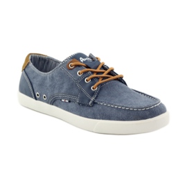 American Club Mocassins noués en textile pour hommes American 205081 bleu marin bleu 1