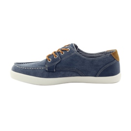 American Club Mocassins noués en textile pour hommes American 205081 bleu marin bleu 2