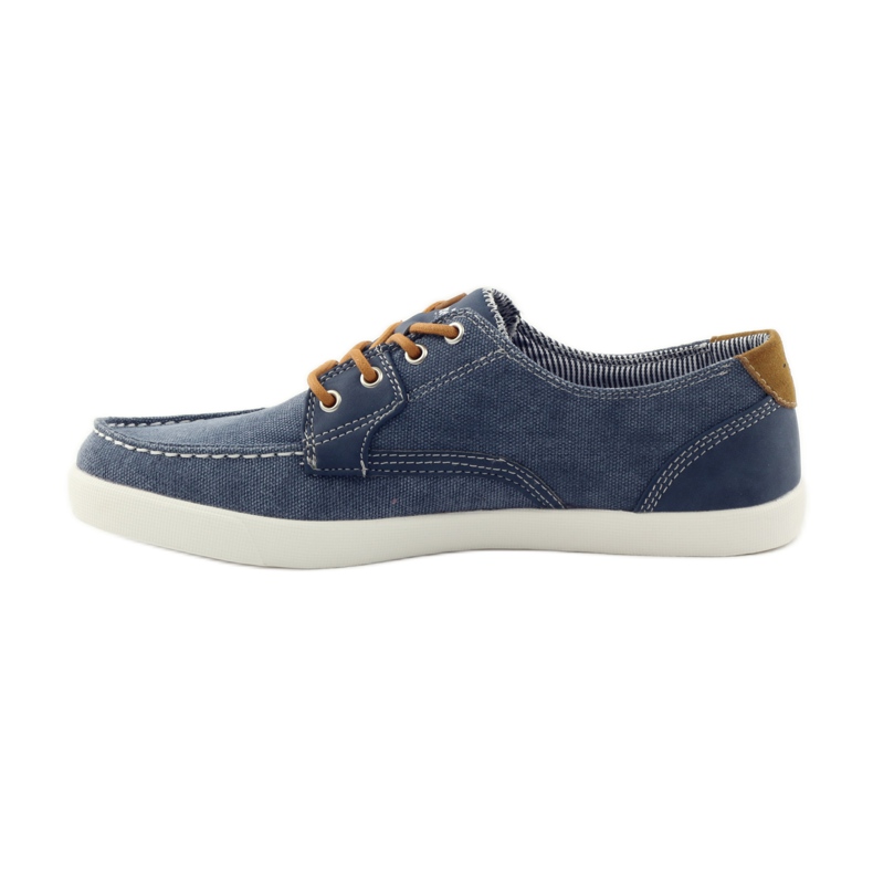 American Club Mocassins noués en textile pour hommes American 205081 bleu marine bleu 2