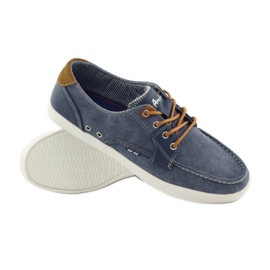 American Club Mocassins noués en textile pour hommes American 205081 bleu marin bleu 3