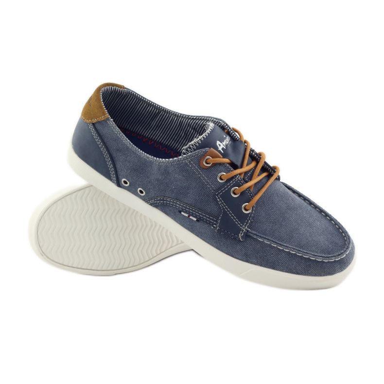 American Club Mocassins noués en textile pour hommes American 205081 bleu marine bleu 3
