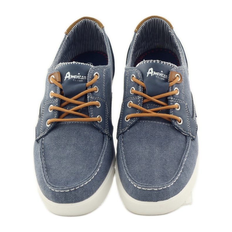 American Club Mocassins noués en textile pour hommes American 205081 bleu marine bleu 4