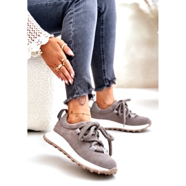 Baskets Femme En Daim Avec Laçage Épais Artiker 54C1465 Gris 4