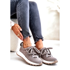 Baskets Femme En Daim Avec Laçage Épais Artiker 54C1465 Gris 7