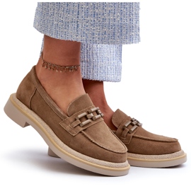 S.Barski Mocassins en daim à talons plats avec un tw101 bronze ou beige 7