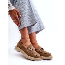 S.Barski Mocassins en daim à talons plats avec un tw101 bronze ou beige 5