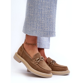 S.Barski Mocassins en daim à talons plats avec un tw101 bronze ou beige 2