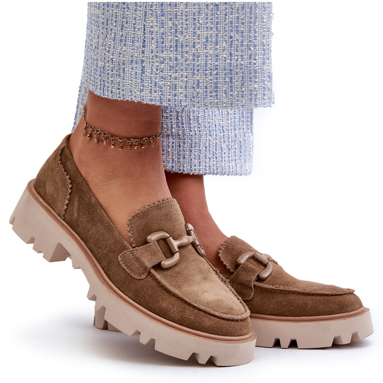 S.Barski Mocassins en daim des femmes avec un ornement tw117 olive vert 6