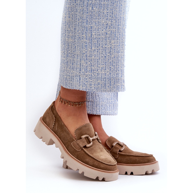 S.Barski Mocassins en daim des femmes avec un ornement tw117 olive vert 1