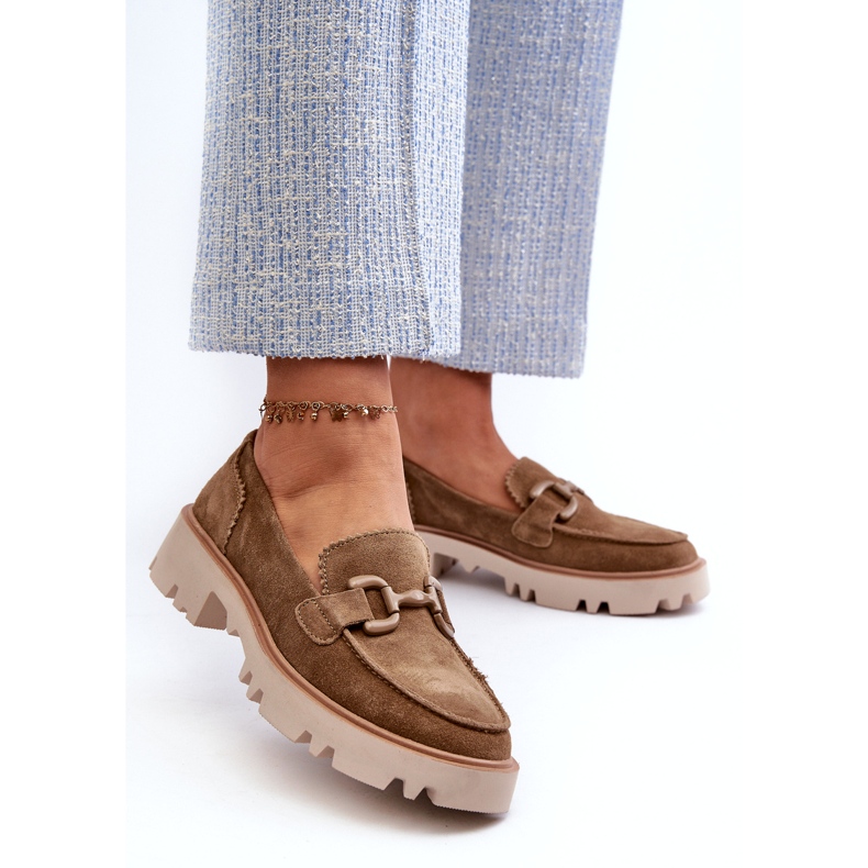 S.Barski Mocassins en daim des femmes avec un ornement tw117 olive vert 2