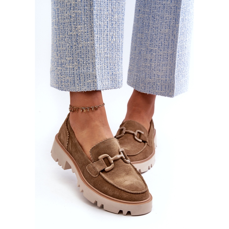 S.Barski Mocassins en daim des femmes avec un ornement tw117 olive vert 3