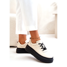 Chaussures de sport pour femmes sur plateforme en cuir naturel beige 41470 Vinceza 1