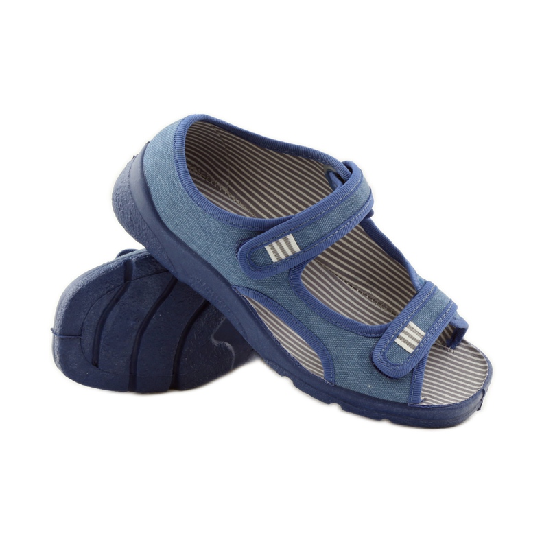 Sandales, chaussons Befado 113y010 bleu 3
