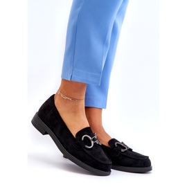 Vinceza Mocassins en daim pour femmes avec décoration en cuir noir le noir 1