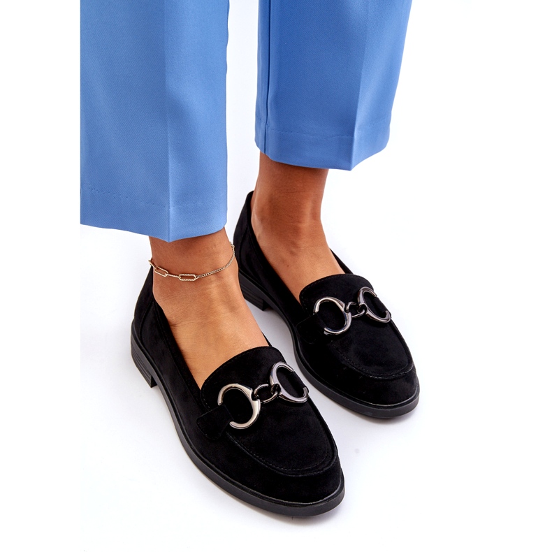 Vinceza Mocassins en daim pour femmes avec décoration en cuir noir le noir 3