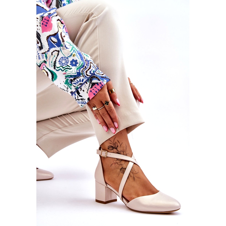 Sergio Leone Escarpins à Talons Hauts SK824 Beige Perle 4