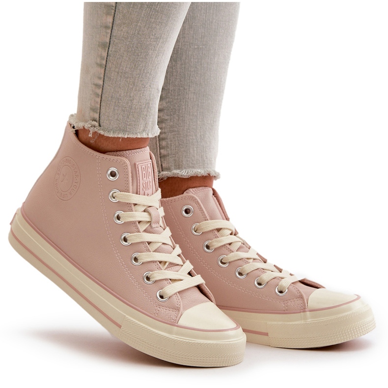 Baskets isolées pour femmes en cuir écologique rose Big Star OO274933 6