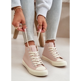Baskets isolées pour femmes en cuir écologique rose Big Star OO274933 5