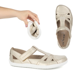 Chaussures aux pieds nus pour femmes Ultralekkie Olivier 1285 Velcro à demi-forme doré 1