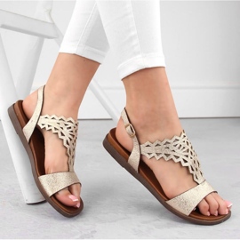 Sergio Leone W SK445 sandales plates ajourées dorées 1