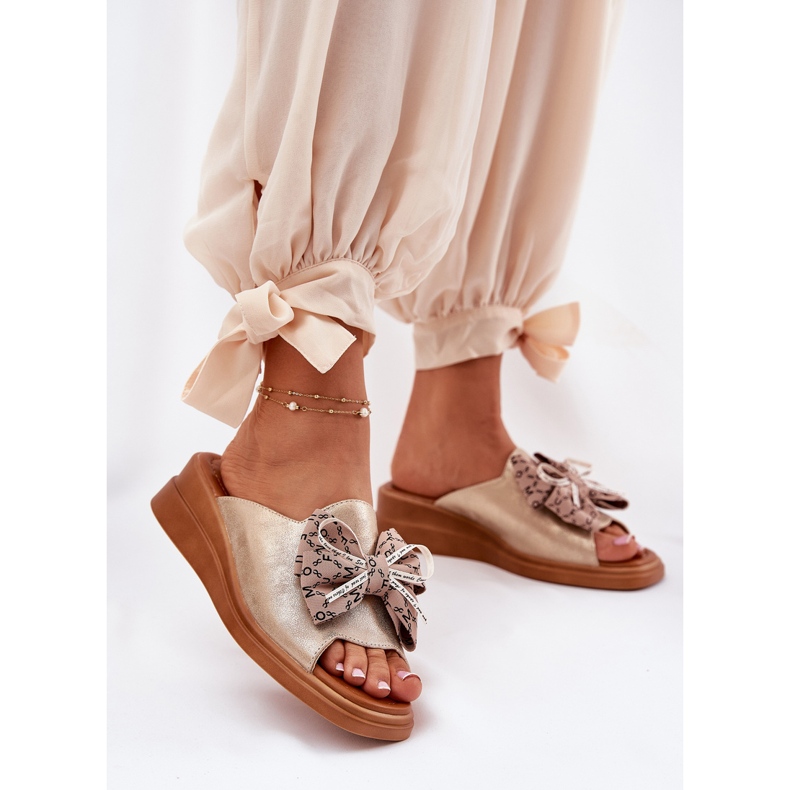 Jezzi Coins féminins en coin avec un nœud d'or doré 2