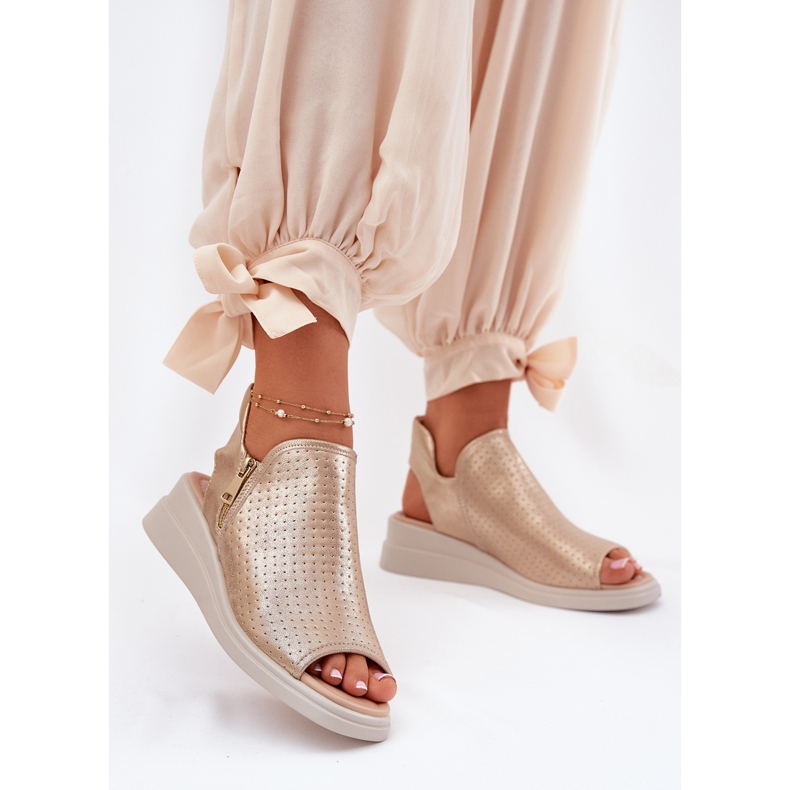 Jezzi Sandales Compensées Dorées Femme d'or 2