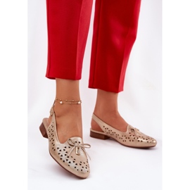 Jezzi Ballerines ouvertes avec un talon d'or ouvert 2