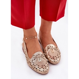Jezzi Ballerines ouvertes avec un talon d'or ouvert 5