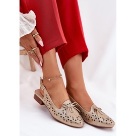 Jezzi Ballerines ouvertes avec un talon d'or ouvert 7